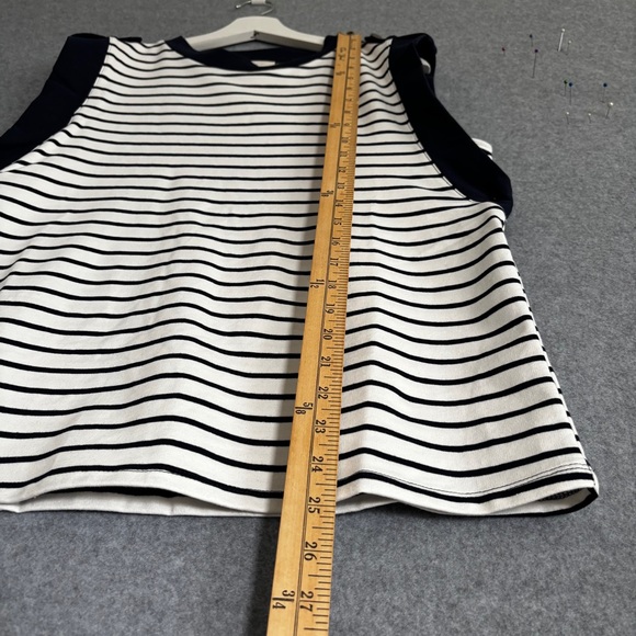 NEW Striped Cotton French Terry Utility
Sleeveless Top L White/Navy - Picture 7 of 10